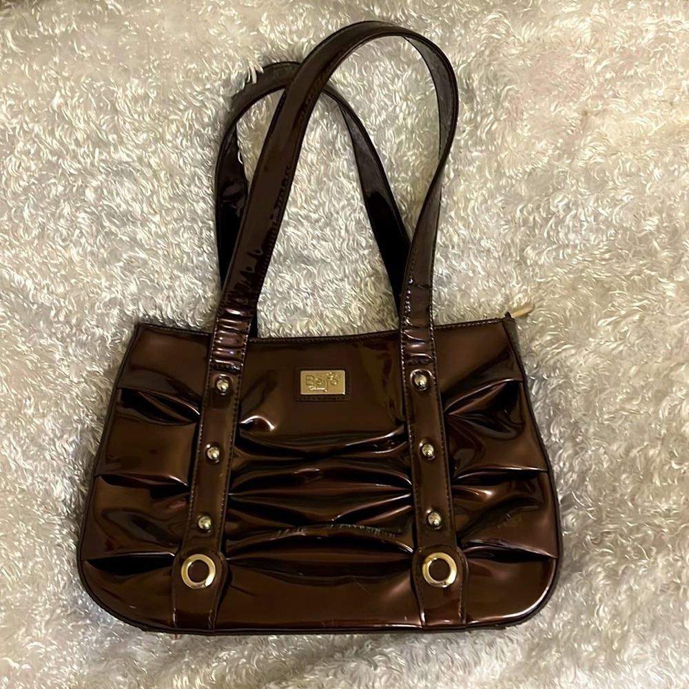 Beijo Chocolate Brown Patent Handbag